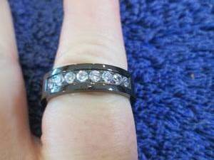 lot 99 image: Black Titanium Unisex CZ Personaliz...