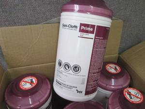 lot 202 image: Case of 6 -70ct Canisters Sani-Clot...