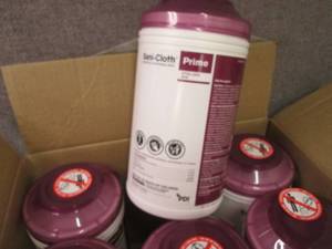 lot 203 image: Case of 6 -70ct Canisters Sani-Clot...