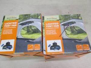 2 lighted tent fans and lights unte...
