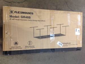 Fleximounts Black Adjustable Height Steel Overhead Garage Storage Rack (48 in. W x 96 in. D) not used
