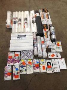 Lot of assorted wall coverings Roller Stands  Paint accessories and more