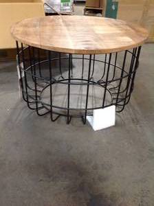 Madeleine Auxon 30 in. BlackNatural Wood Medium Round Wood Coffee Table see pictures
