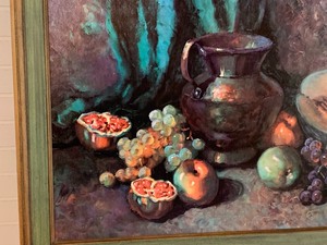 lot 40 image: Large Framed Vintage Still Life Print by Ramon Cruz