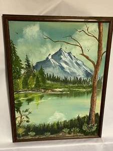lot 124 image: Mountain Scene Oil On Canvas Framed Art