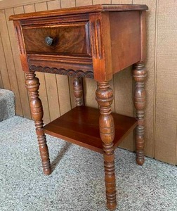 lot 145 image: Ornate Wooden Single Drawer Accent Table
