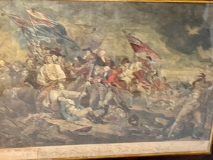 lot 84 image: Vintage Print The Battle at Bunker Hills by John Trumbull