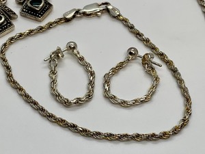 lot 155 image: Sterling Silver Chain, Bracelet and Earrings
