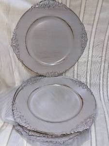 lot 172 image: Set of 11 Distressed Gray 14 Charger Plates