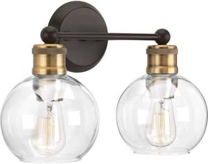 lot 146 image: Hansford Collection 2-Light Clear Glass Coastal Bath Vanity Light Antique Bronze