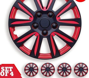 lot 154 image: Swiss Drive Hub Caps  Luxurious Red and Black Design, 17