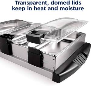 lot 157 image: Oster Buffet Server Warming Tray  Triple Tray, 2.5 Quart, Stainless Steel