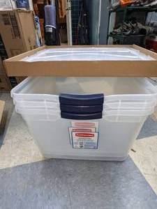lot 39 image: 3 Rubbermaid Cleverstore Latching Storage Boxes