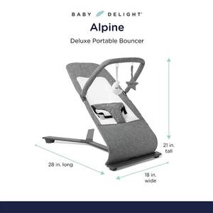 lot 6 image: Baby Delight Alpine Deluxe Portable Bouncer, Charcoal Tweed , 28x18x21 Inch