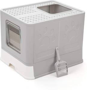 Vealind Foldable Cat Litter Box with Lid - Front Entry &amp Top Exit
