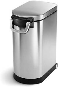 simplehuman 32 lb Large Pet Food Storage Container, Brushed Stainless Steel
