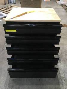 Husky Heavy Duty Welded 18-Gauge Steel 5-Drawer Garage Base Cabinet in Black (28 in. W x 32 in. H x 21.5 in. D) not used see pictures