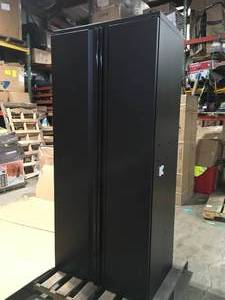Husky Heavy Duty Welded 20-Gauge Steel Freestanding Garage Cabinet in Black (36 in. W x 81 in. H x 24 in. D) open box customer returns