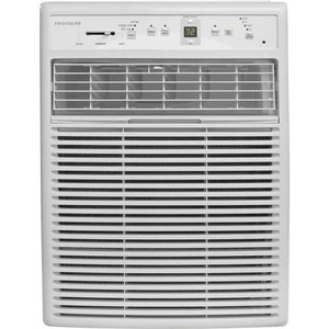 lot 305 image: Frigidaire 8,000 BTU 115V Slider, Casement Room Air Conditioner with Full-Function Remote Control, White, FFRS0822SE - Dent in front, Works Well, May be missing installation hardware.