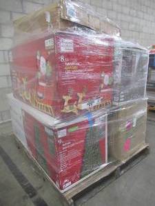 lot 302 image: MIXED PALLET (5 Pieces) OF CHRISTMAS TREES AND HOLIDAY DECORATIONS - RETAIL VALUE $1,513.63