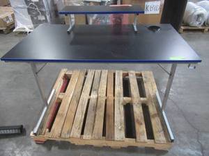 lot 314 image: Bestier Gaming Desk with LED Lights 44 with Cup Holder and 2 Headphone Hooks, SILVER, D111K-GRY - Scratch and Dent.