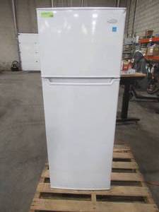 lot 321 image: Danby 7.3 cu. ft. Top Freezer Refrigerator in White, Counter Depth, DPF073C2WDB - Dent on Top RH Side.