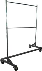 lot 28 image: Only Hangers Deluxe Commercial Grade Rolling Z Garment Rack Model GR600EH