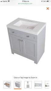 lot 26 image: Glacier Bay Everdean 36.5 Pearl Gray Vanity Model EV36P2-PG ( No Top)