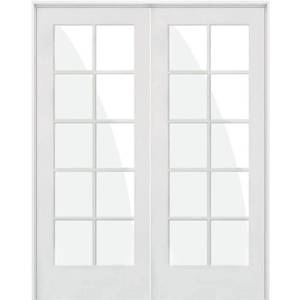 lot 420 image: Krosswood Doors 72 in. x 80 in. Craftsman Shaker 10-Lite Both Active MDF Solid Hybrid Core Double Prehung Interior French Door.