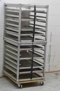 lot 15A image: 2 travel speed racks with Assorted 12 and full sheet pans