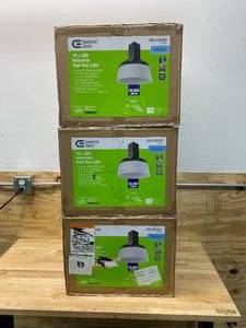 lot 21 image: COMMERCIAL ELECTRIC Lot of 3-  16 in. 750-Watt Equivalent Integrated LED Dimmable Black High Bay Light 5000K
