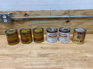 lot 81 image: Lot of 6 Cans of Stain, Enamel and Sealer