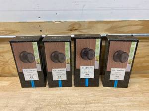 lot 52 image: BALDWIN Lot of 4-  Prestige Carnaby Venetian Bronze BedBath Door Knobs
