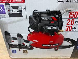 lot 2 image: PORTER-CABLE 6 Gal. Portable Electric Air Compressor with 16-Gauge, 18-Gauge and 23-Gauge Nailer Combo Kit (3-Tool)