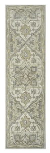 lot 30 image: ALLEN  ROTH Brookford 2 x 8 Wool Ivory Soft Green Medallion Oriental Runner