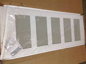 Eight Doors 32 in. x 84 in. 5 Frosted Glass Solid Core White Finished Interior Barn Door Slab open box customer return review picture