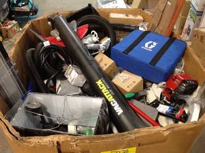 Gaylord full of assorted tools housewares and misc  items various products and conditions see pictures