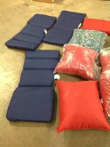 Lot of assorted Patio Cushions various types annd colors see pictures
