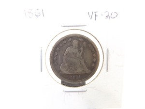 1861 Seated Liberty Quarter Dollar