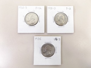 1935-P, D, and S 3 Coin Washington Quarter Dollar Set
