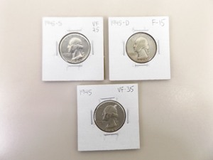 1945-P, D, and S 3 Coin Washington Quarter Dollar Set
