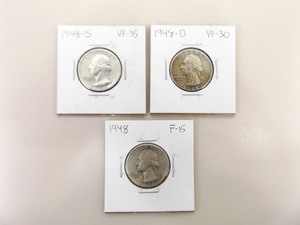 1948-P, D, and S 3 Coin Washington Quarter Dollar Set