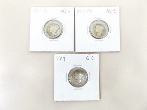 1917-P, D, and S 3 Coin Mercury Dime Set