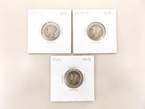 1919-P, D, and S 3 Coin Mercury Dime Set