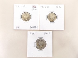 1925-P, D, and S 3 Coin Mercury Dime Set