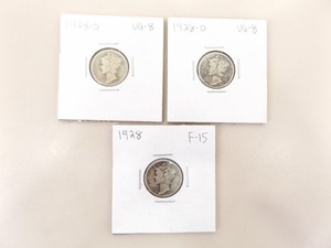 1928-P, D, and S 3 Coin Mercury Dime Set