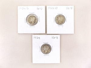 1924-P, D, and S 3 Coin Mercury Dime Set