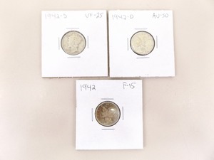 1942-P, D, and S 3 Coin Mercury Dime Set