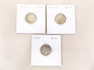 1943-P, D, and S 3 Coin Mercury Dime Set