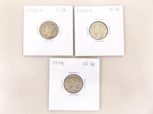 1944-P, D, and S 3 Coin Mercury Dime Set